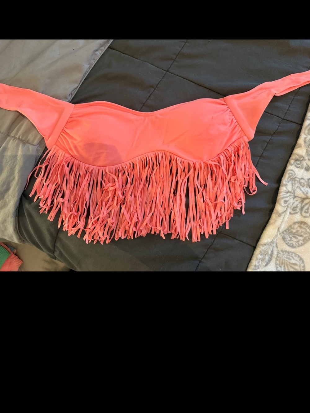 Charlotte Russe Coral Fringe Bikini Top size M